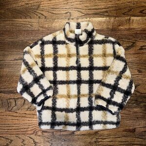 Zara Cream and Black Plaid Sweater